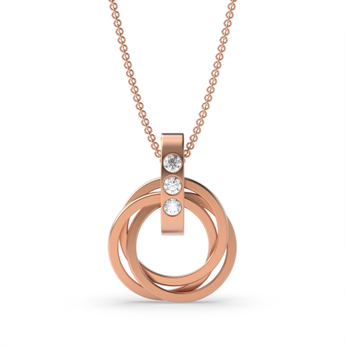 Channel Setting Round Rose Gold Circle Pendant Necklaces