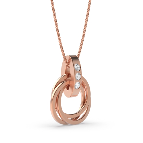 Channel Setting Round Rose Gold Circle Pendant Necklace