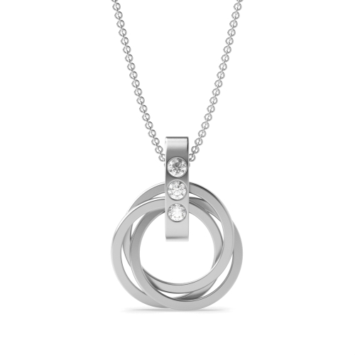 Channel Setting Round Silver Circle Pendant Necklace
