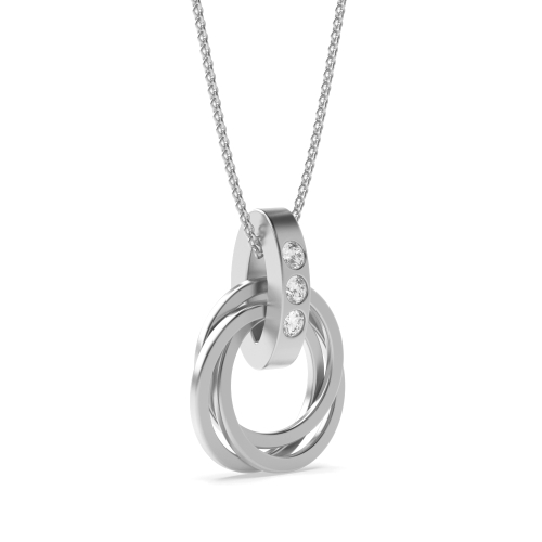 Channel Setting Round White Gold Circle Pendant Necklace