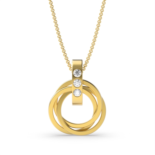 Channel Setting Round Yellow Gold Bezel flash Pendant Necklaces