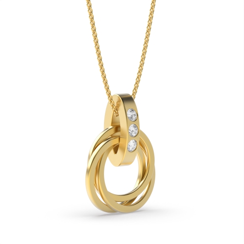 Channel Setting Round Yellow Gold Bezel flash Pendant Necklaces