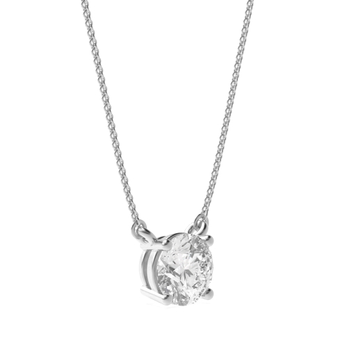 4 Prong Round Designer Shimmer Solitaire Pendant Necklace