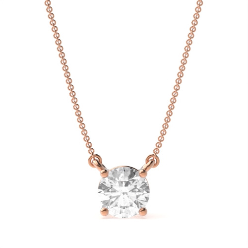 4 Prong Round Rose Gold Designer shimmer Pendant Necklaces