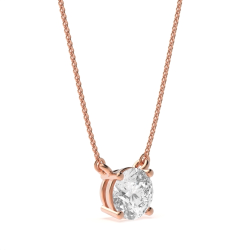 4 Prong Round Rose Gold Designer shimmer Pendant Necklaces