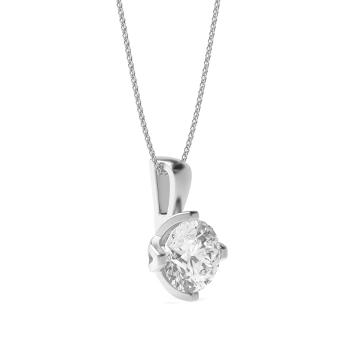 4 Prong Round Solitaire Pendant Necklace