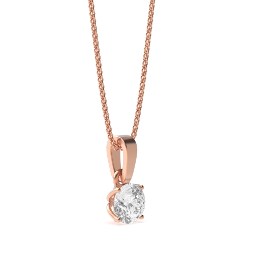 4 Prong Round Rose Gold Solitaire Pendant Necklace