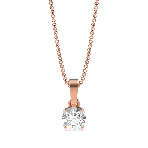 4 Prong Round Rose Gold Designer radiance Pendant Necklaces