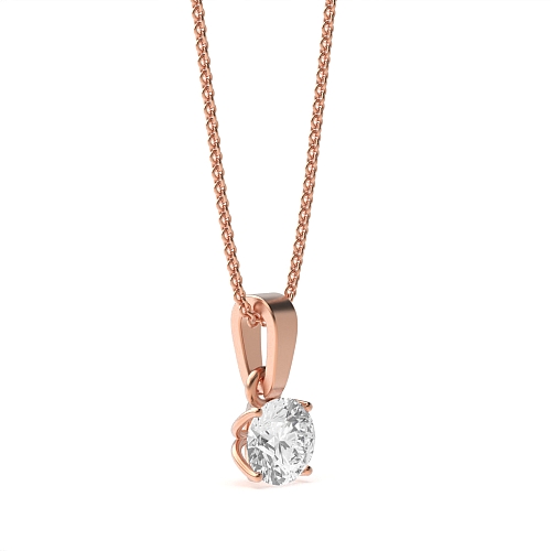 4 Prong Round Rose Gold Designer radiance Pendant Necklaces