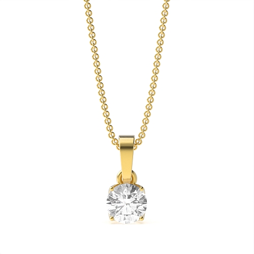 4 Prong Round Yellow Gold Designer radiance Pendant Necklaces
