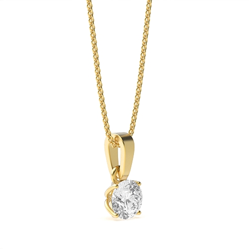 4 Prong Round Yellow Gold Designer radiance Pendant Necklaces