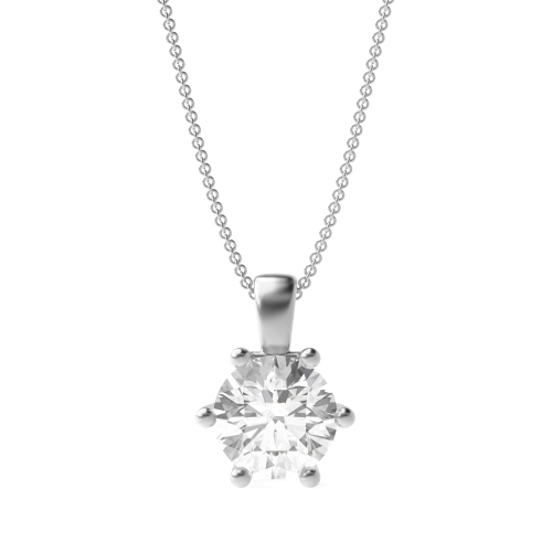 Buy 6 Prong Setting Round Diamond Solitaire Pendant - Abelini
