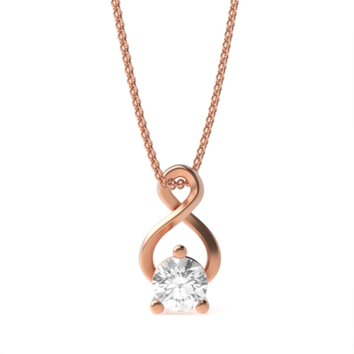 3 Prong Round Rose Gold Designer glisten Pendant Necklaces