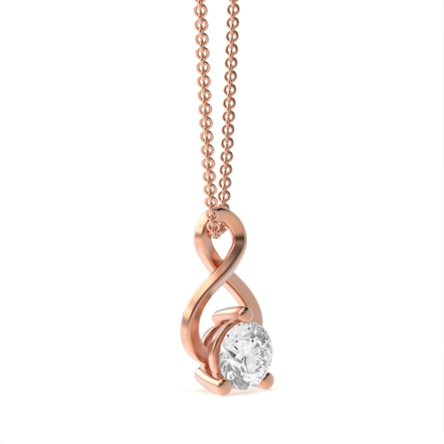 3 Prong Round Rose Gold Designer glisten Pendant Necklaces