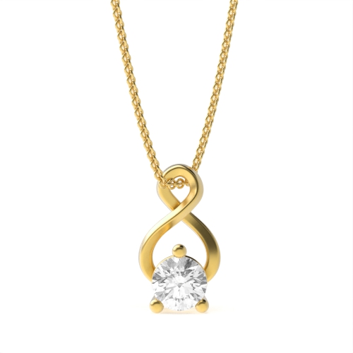 3 Prong Round Yellow Gold Designer glisten Pendant Necklaces