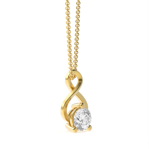 3 Prong Round Yellow Gold Designer glisten Pendant Necklaces