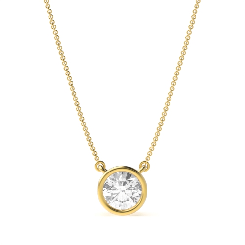 Bezel Setting Round Yellow Gold Radiantwave Pendant Necklaces