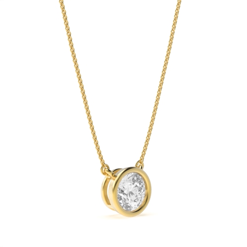 Bezel Setting Round Yellow Gold Radiantwave Pendant Necklaces
