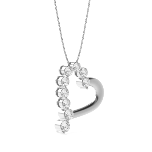 4 Prong Round Silver Heart Pendant Necklace