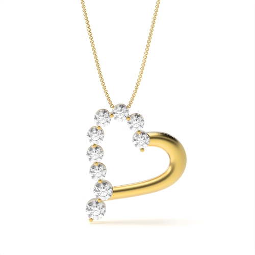 4 Prong Round Yellow Gold Designer sparkle Pendant Necklaces