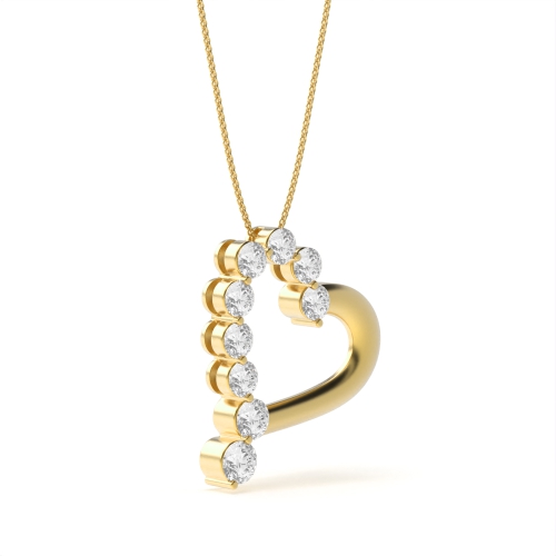 4 Prong Round Yellow Gold Designer sparkle Pendant Necklaces