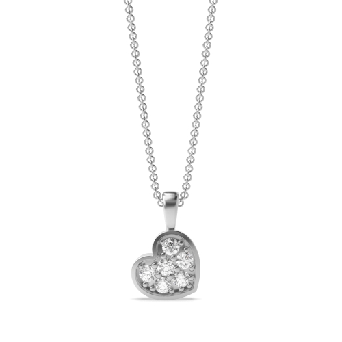 pave setting round diamond heart pendant
