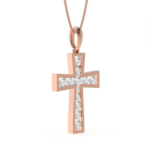 Channel Setting Round Rose Gold Enhances the beauty of Cross Pendant Necklaces