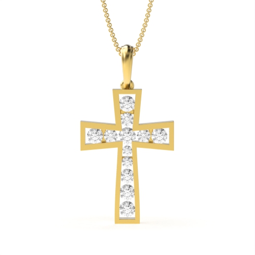 Channel Setting Round Yellow Gold Enhances the beauty of Pendant Necklaces