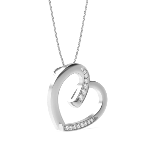 4 Prong Round Silver Heart Pendant Necklace