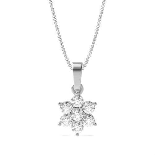 6 Prong Round Silver Flower Pendant Necklaces