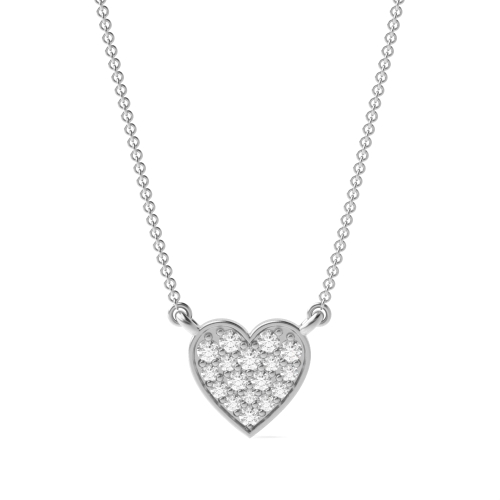 pave setting round Lab Grown Diamond heart pendant