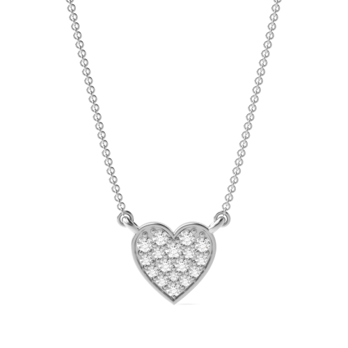 Pave Setting Round Cluster Lab Grown Diamond Heart Pendant Necklaces