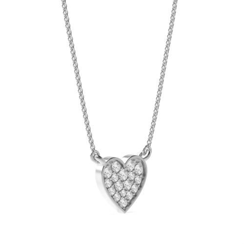 Pave Setting Round Cluster Lab Grown Diamond Heart Pendant Necklaces
