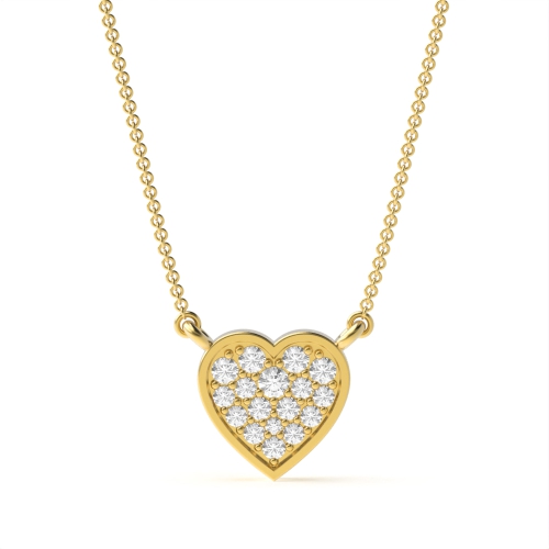 Pave Setting Round Yellow Gold Cluster Pendant Necklaces