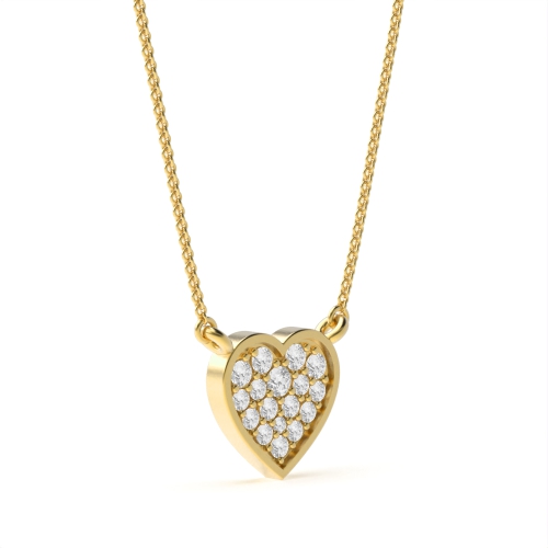Pave Setting Round Yellow Gold Cluster Pendant Necklaces
