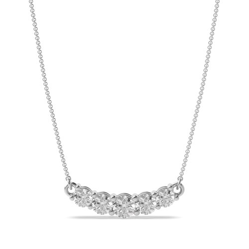 4 Prong Round White Gold Delicate Pendant Necklaces
