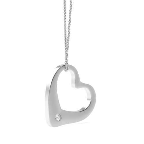 Flush Setting Round forever Naturally Mined Diamond Heart Pendant Necklace