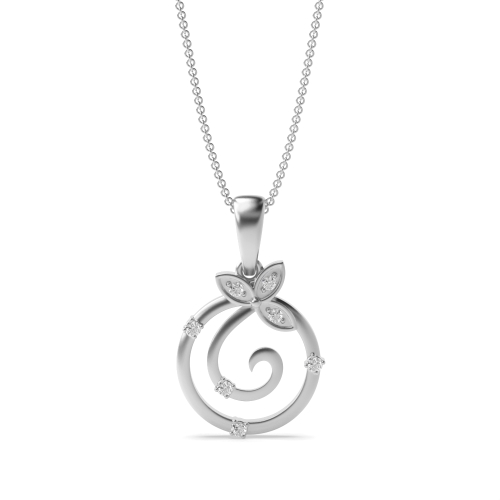 4 Prong Round Flower style spiral Pendant Necklaces