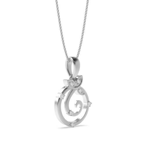 4 Prong Round Flower style spiral Pendant Necklaces