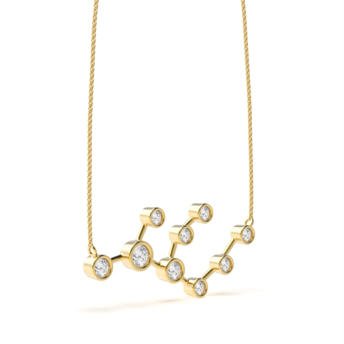 Bezel Setting Round Yellow Gold Unique star sign Pendant Necklaces
