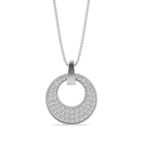 pave setting round shape diamond cluster pendant