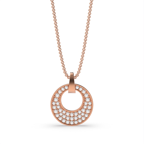 Pave Setting Round Rose Gold Designer brilliance Cluster Pendant Necklaces