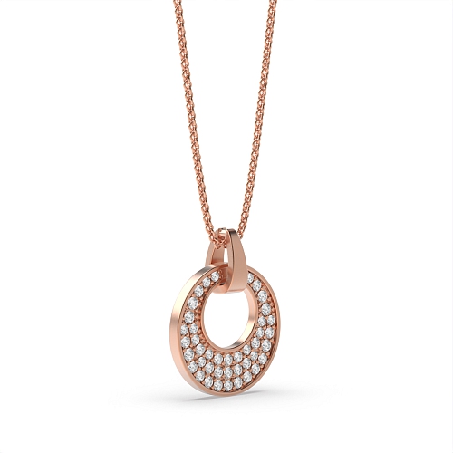 Pave Setting Round Rose Gold Designer brilliance Cluster Pendant Necklaces