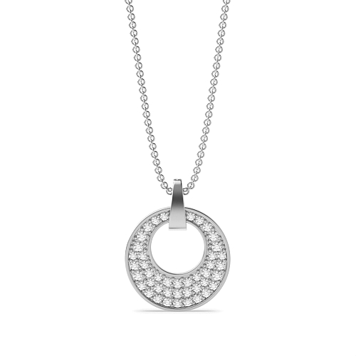 Pave Setting Round Platinum Designer brilliance Cluster Pendant Necklaces