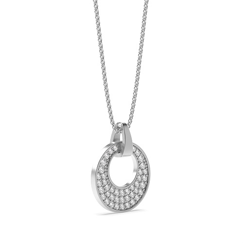 Pave Setting Round Platinum Designer brilliance Cluster Pendant Necklaces