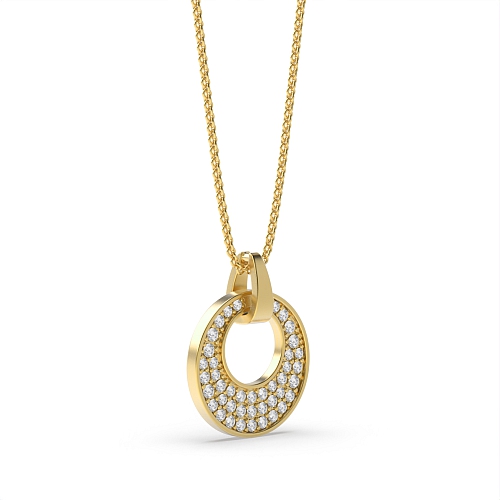 Pave Setting Round Yellow Gold Designer brilliance Pendant Necklaces