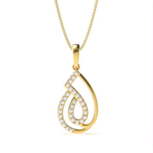 4 Prong Round Yellow Gold Stellar Pendant Necklaces