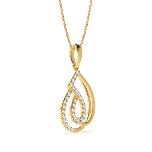 4 Prong Round Yellow Gold Stellar Pendant Necklaces
