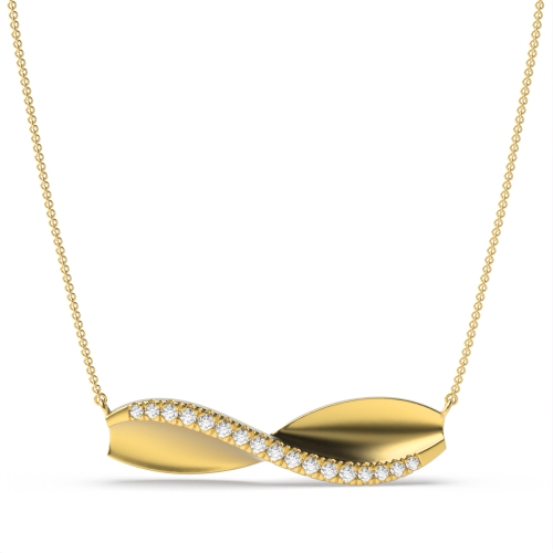 4 Prong Round Yellow Gold Twisted Pendant Necklaces