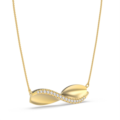4 Prong Round Yellow Gold Twisted Pendant Necklaces